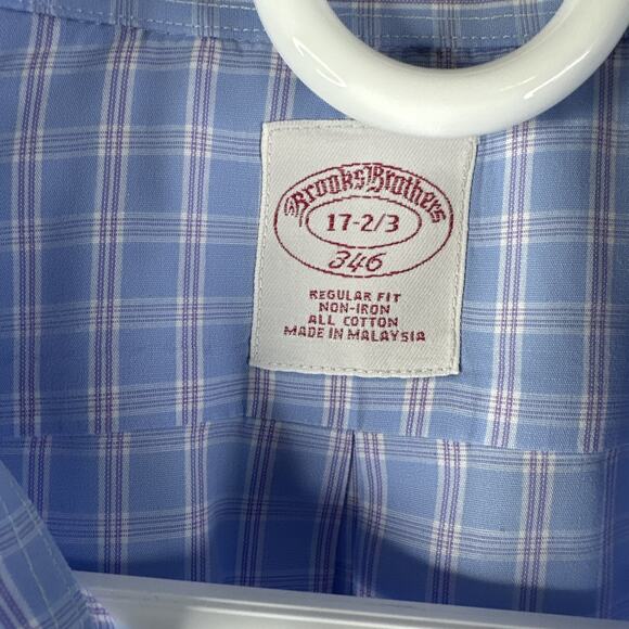 Brooks Brothers 346 Shirt Regular 17 2/3 Button Up Cotton Long Sleeve Non-Iron - Picture 3 of 9